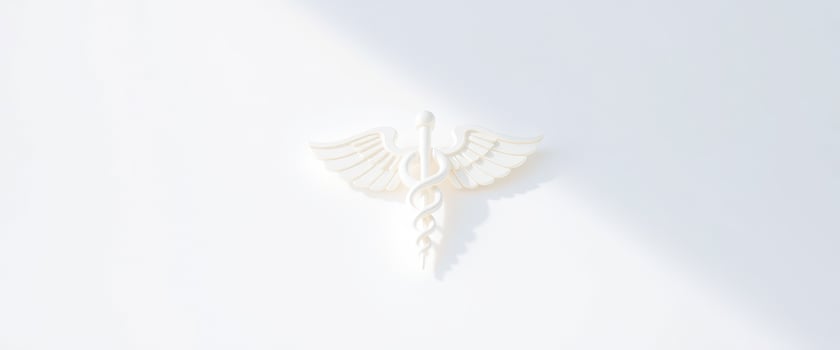 White Caduceus Symbol on White Background photo
