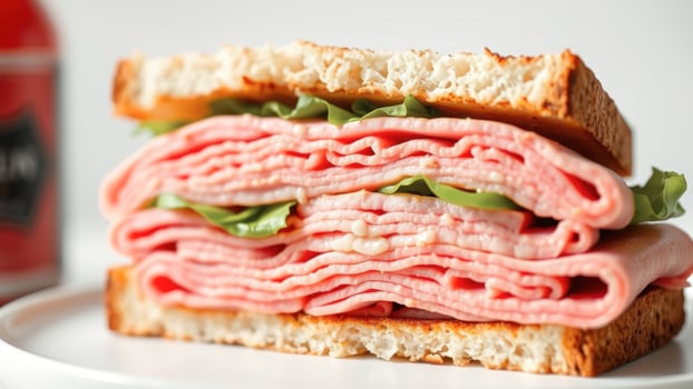 Ham and Lettuce Sandwich on Toasted Bread photo