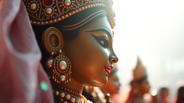 Close-up of a Hindu Goddess Statue photo