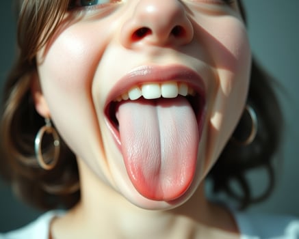 Close-up of a woman sticking her tongue out photo