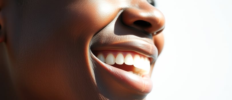 Close-up of a smiling woman's face photo