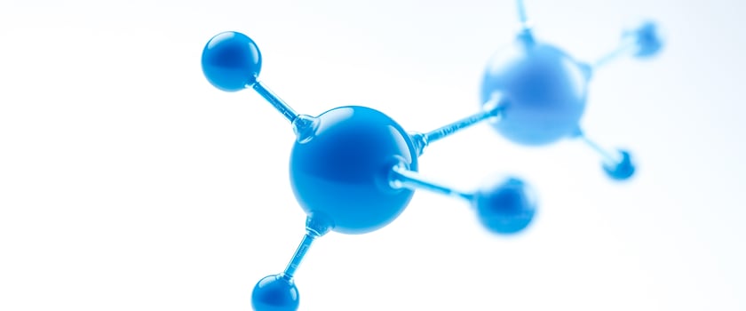 Blue Molecular Structure on White Background photo