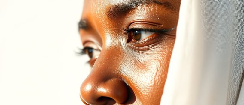 Close Up of Woman's Eye and Nose with Veil photo