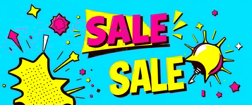Pop Art Sale Banner with Exploding Stars photo