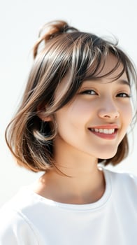 Portrait of a Young Woman with Short Hair and a White Shirt photo