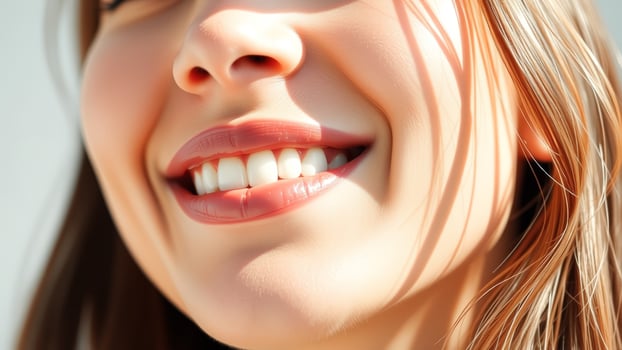 Closeup of a Woman's Smiling Lips and Teeth photo