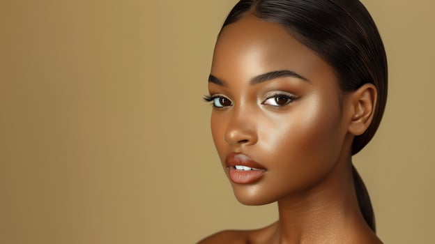 Beautiful African American Woman With Dyed Hair and Smooth Skin in Artistic Portrait Photography photo