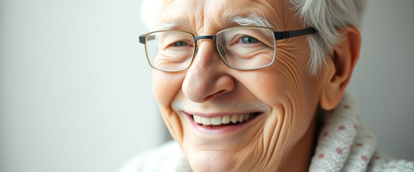 Close-up portrait of a happy senior woman smiling photo