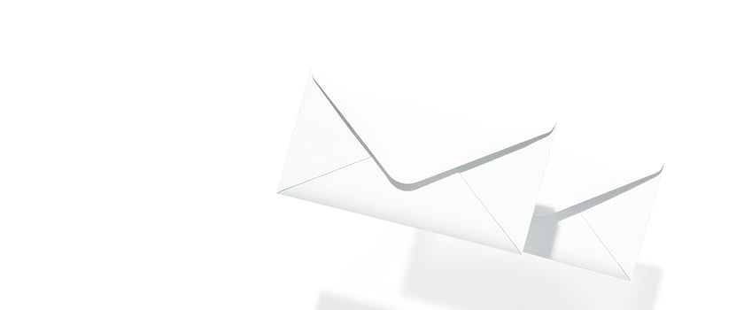 Blank white envelopes on white background photo
