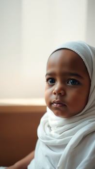 Portrait of a young girl in a white headscarf photo