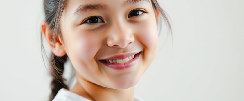 Portrait of a smiling young girl with beautiful eyes photo