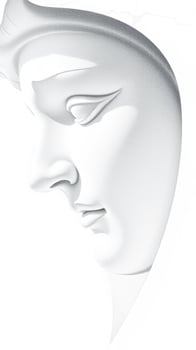 Close-up of a woman's face in a pencil sketch photo