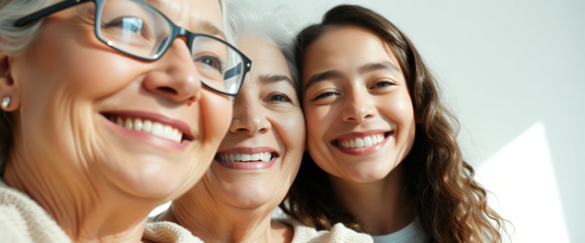Happy multigenerational family smiling together photo
