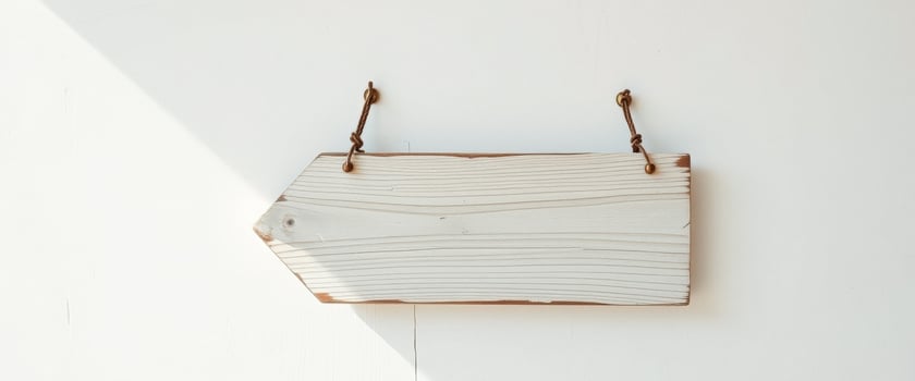 White Wooden Sign Hanging on White Wall photo