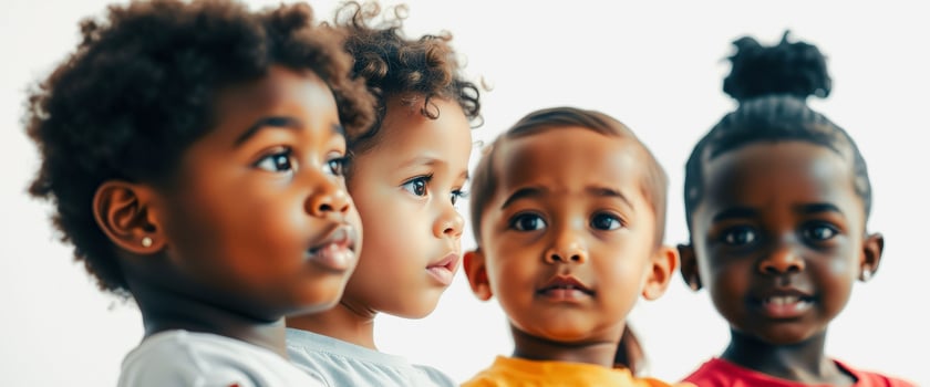 Four Diverse Children Looking Forward photo