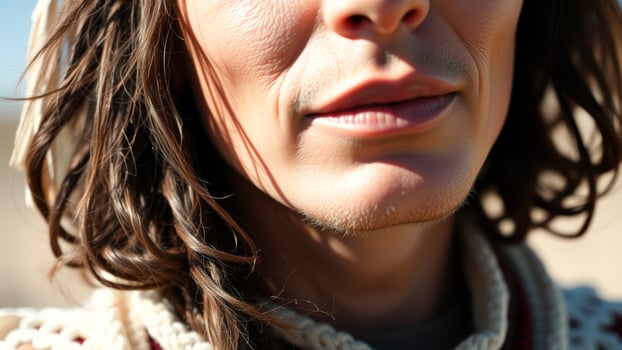Close up of a woman's mouth and chin photo