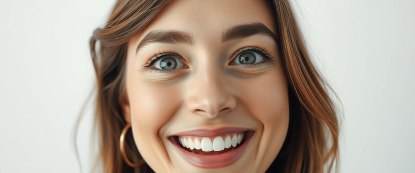 Close-up of a Woman's Face with a Big, Bright Smile photo