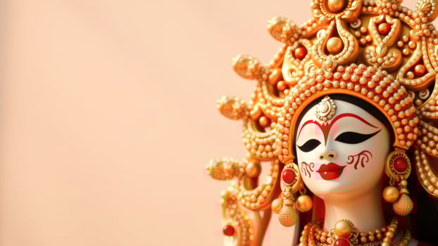 Close-up of a Hindu Goddess with Elaborate Jewelry photo