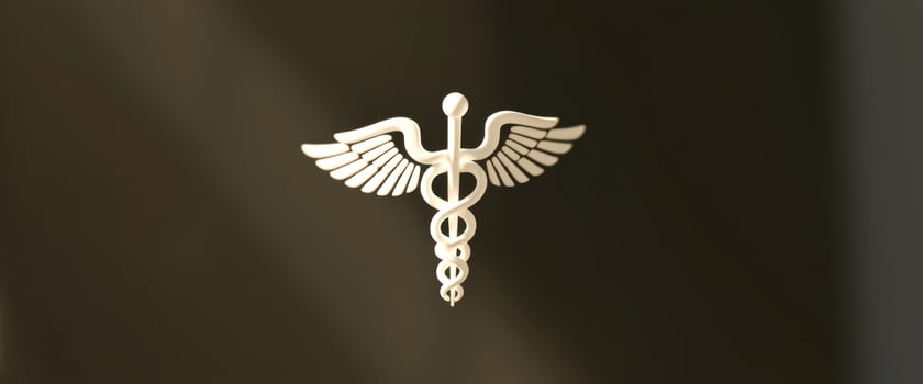 3D Caduceus Symbol on Brown Background photo