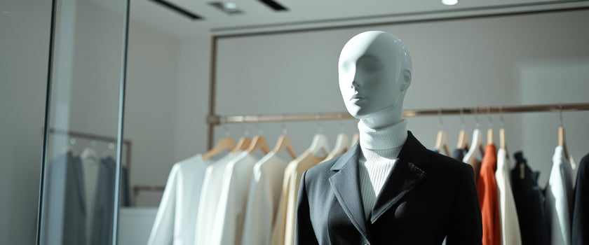 Mannequin wearing a blazer in a shop photo