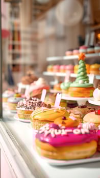 Delicious Donuts in a Bakery Window photo