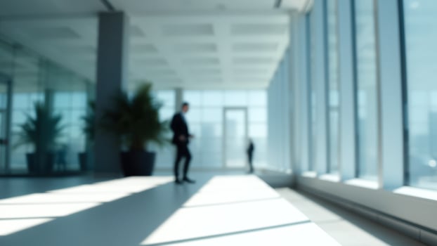 Blurred Office Space with Sunlight photo