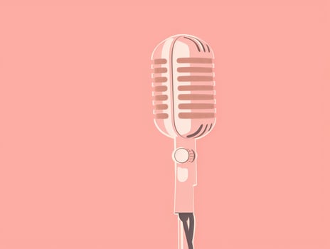 Retro Microphone on Pastel Background Perfect for Podcast and Audio Projects photo