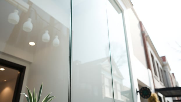 Blurred Glass Window with Light Reflections photo
