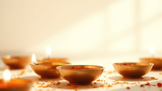 Golden Diwali Diyas with Soft Light photo