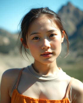 Close-up Portrait of a Young Woman with Beautiful Eyes photo