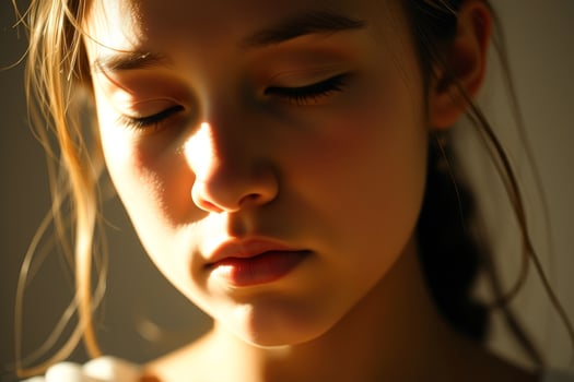 Young girl with closed eyes photo