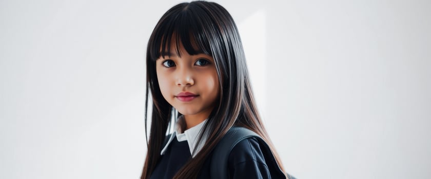 Portrait of a Young Girl with Long Black Hair photo