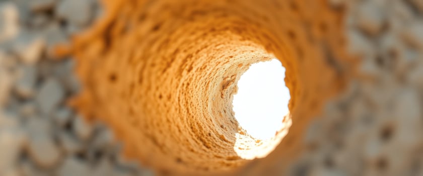 Close-up of a hole in a wall, revealing a bright light photo