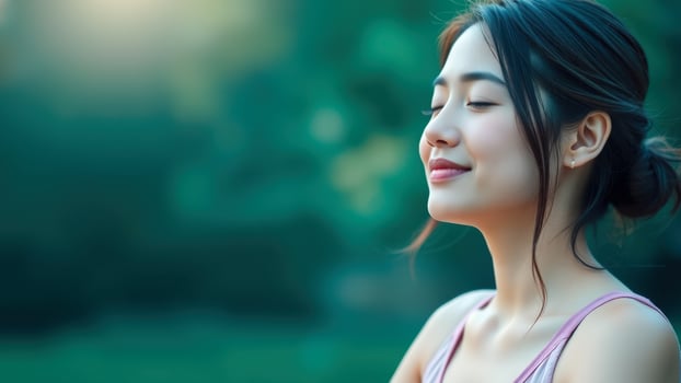 Woman smiling in nature photo
