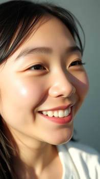 Close-up Portrait of a Smiling Asian Woman photo