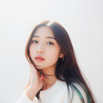 Beautiful Asian Woman with Long Black Hair photo