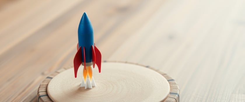 Rocket launching from a wooden platform photo