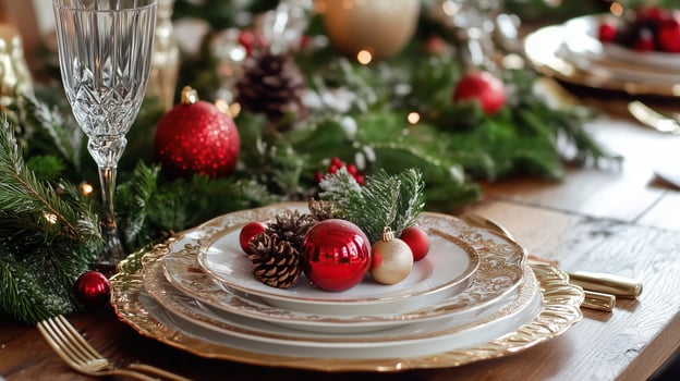 christmas plate table setting photo