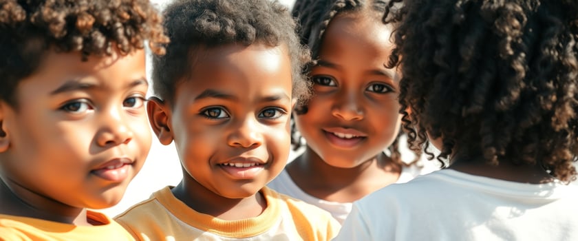 Portrait of happy children with dark curly hair photo