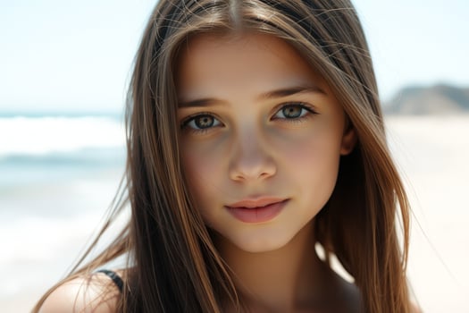 Portrait of a Young Woman with Long Brown Hair photo