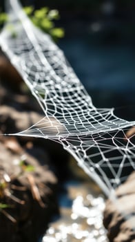 Close-up of a spider web glistening in the sunlight photo