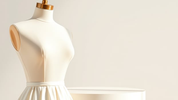 White Dress Form on White Pedestal with Copy Space photo
