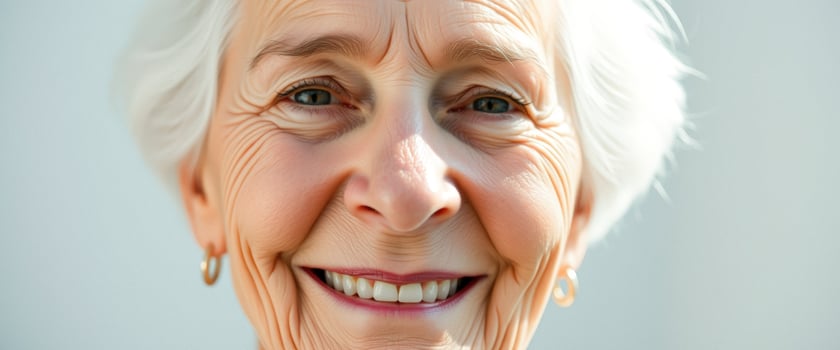 Close-up portrait of a smiling senior woman photo