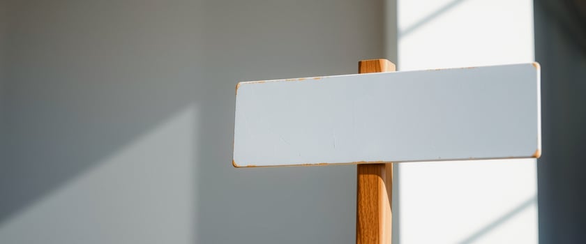 Blank White Sign with Wooden Frame photo