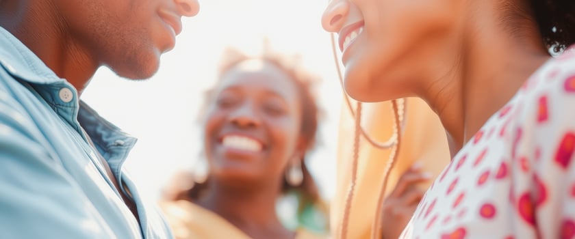 Closeup of smiling couple in love photo