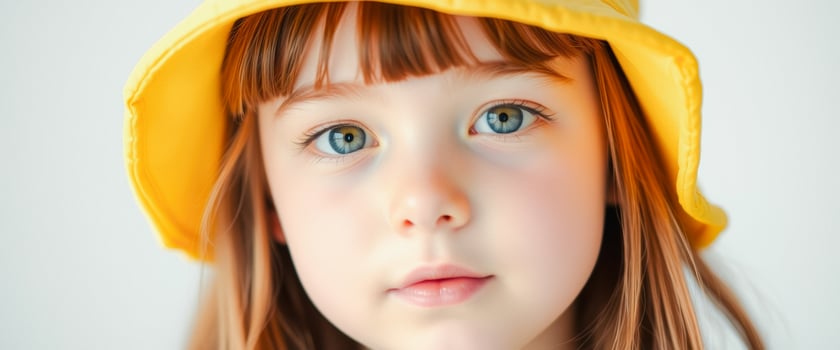 Portrait of a young girl with a yellow hat photo
