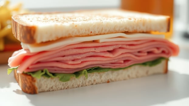 Ham and Cheese Sandwich on White Bread photo