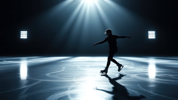 Silhouette of a figure skater on the ice photo