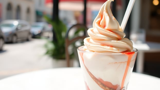 Close-up of a Strawberry Swirl Ice Cream photo