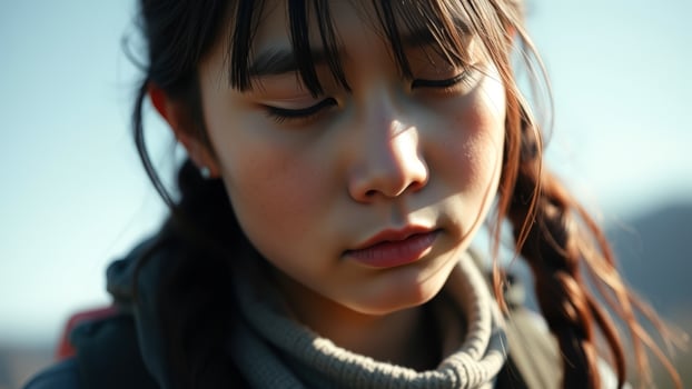Young girl with thoughtful expression photo